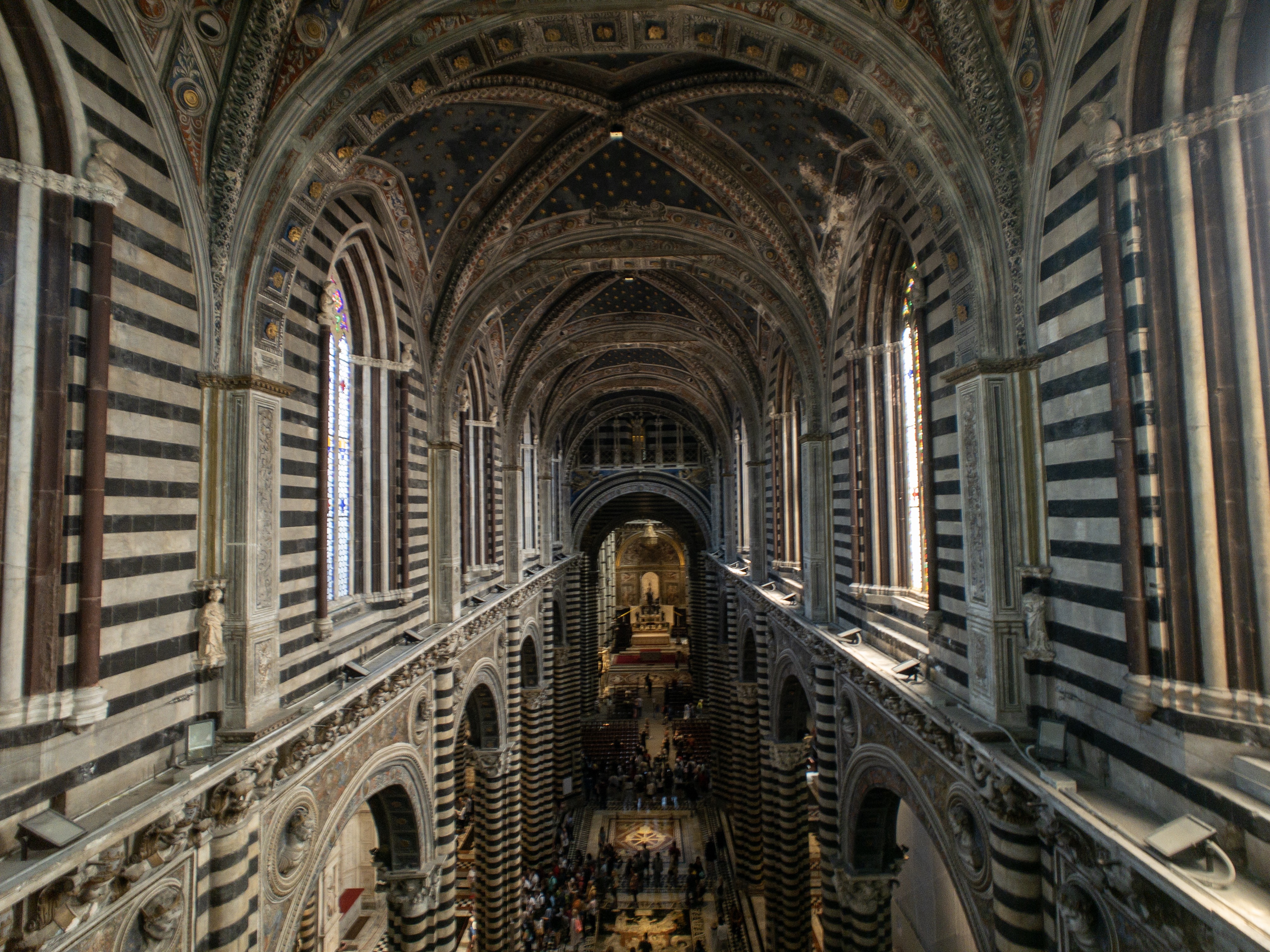 Looking down on the interior of the cathedral