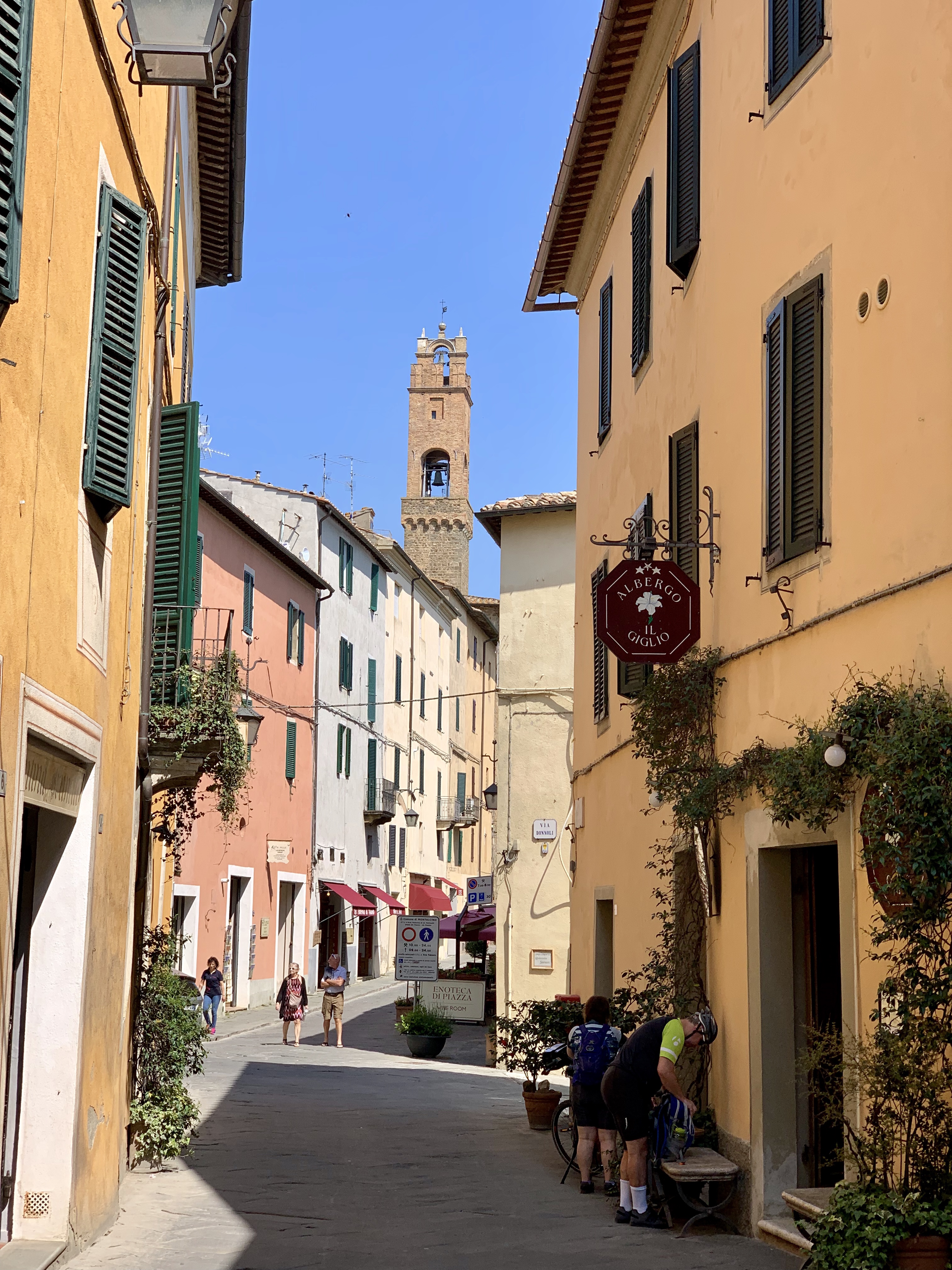 Our hotel, with the church tower beyond