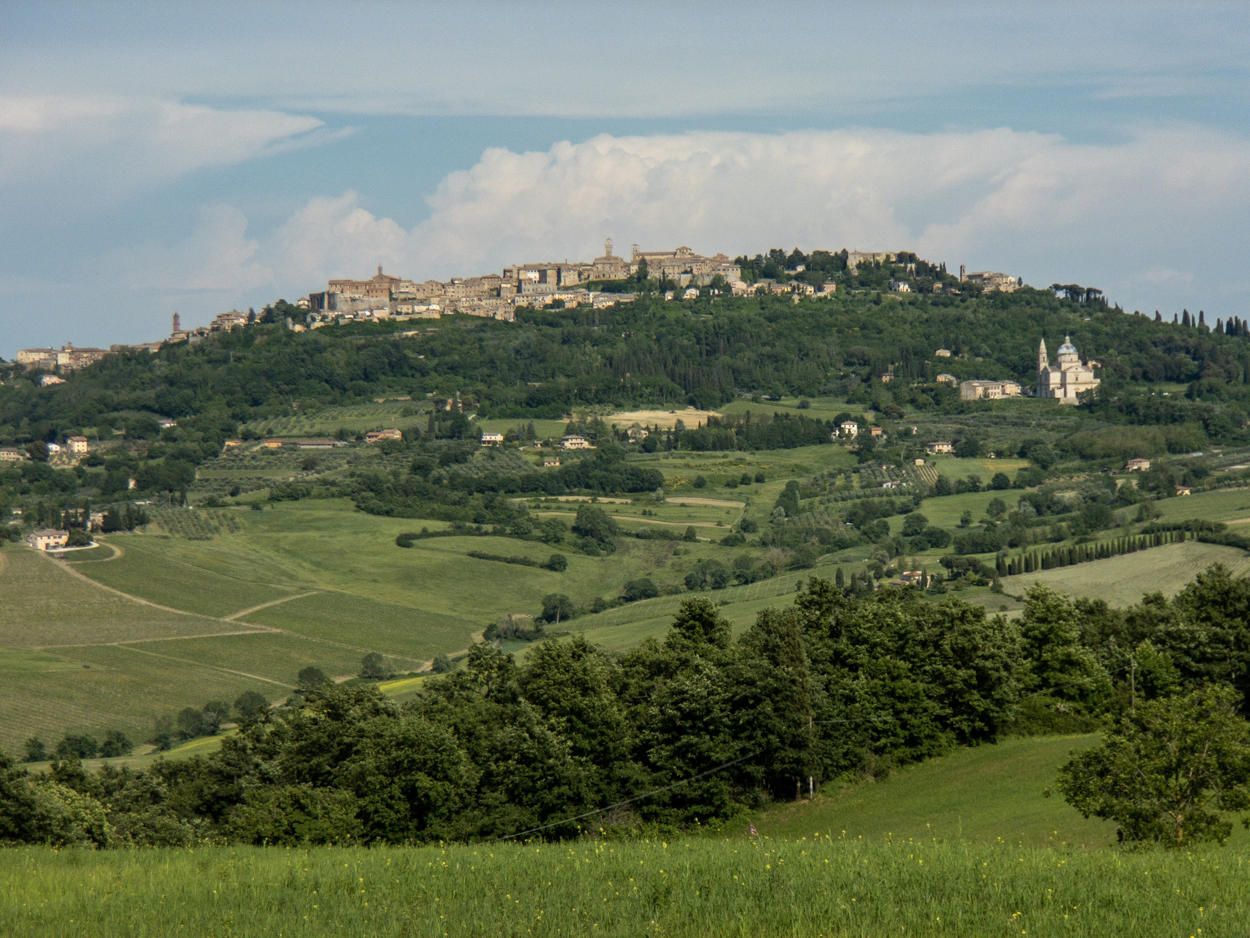 A view of Montepulciano in the distance