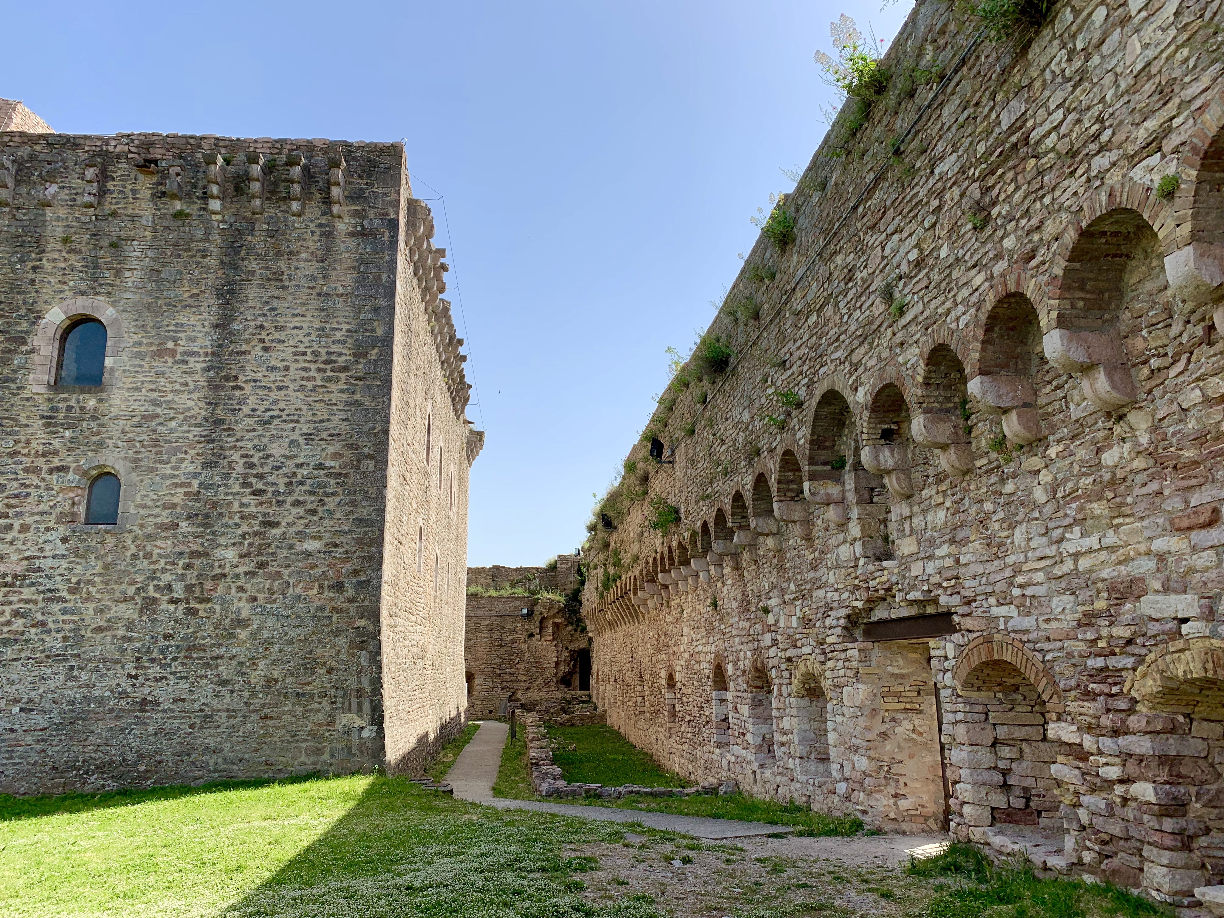 The interior walls of Rocca Maggiore d’Assisi