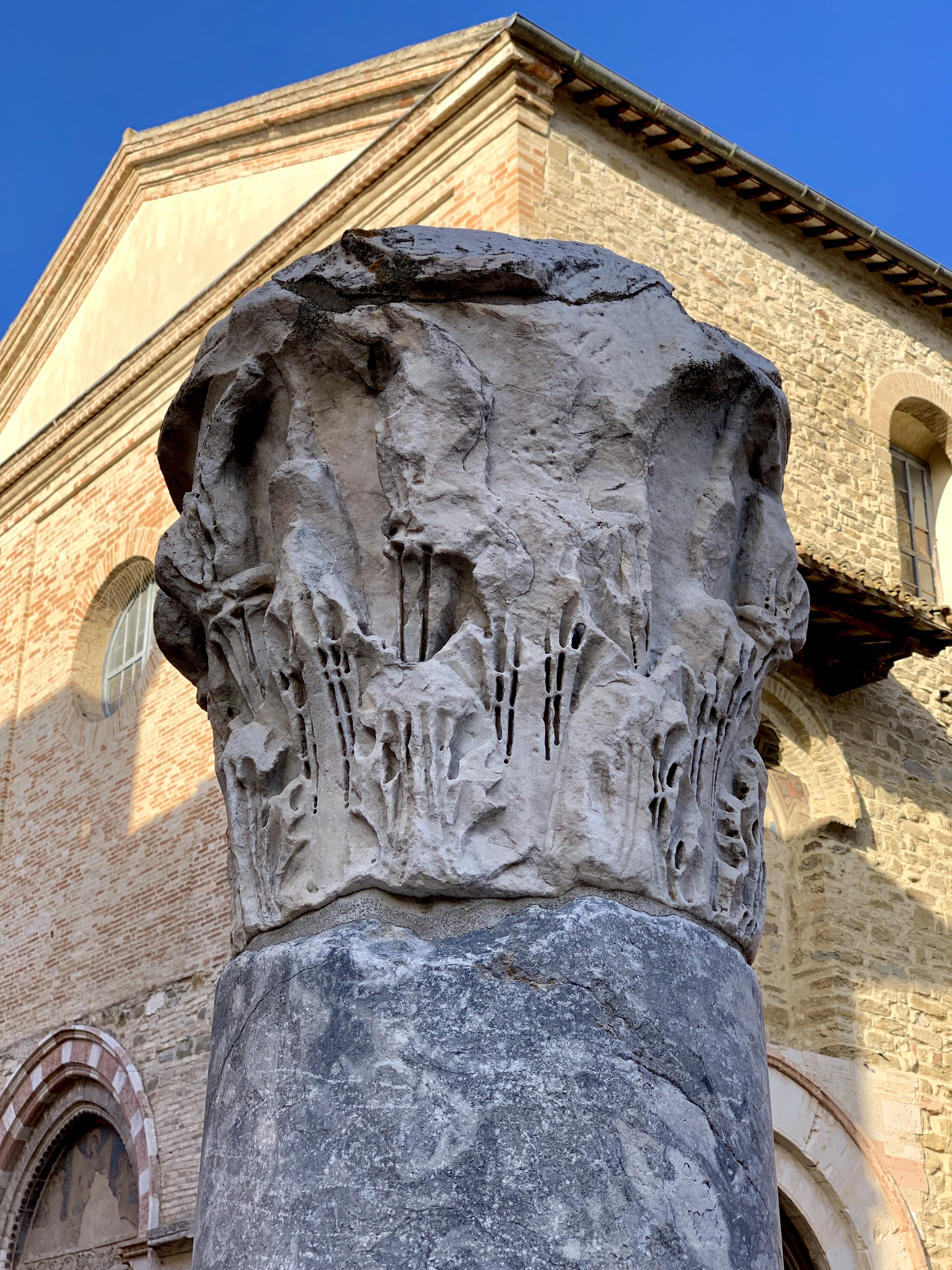 Remnants of a Roman column in the middle of Bevagna