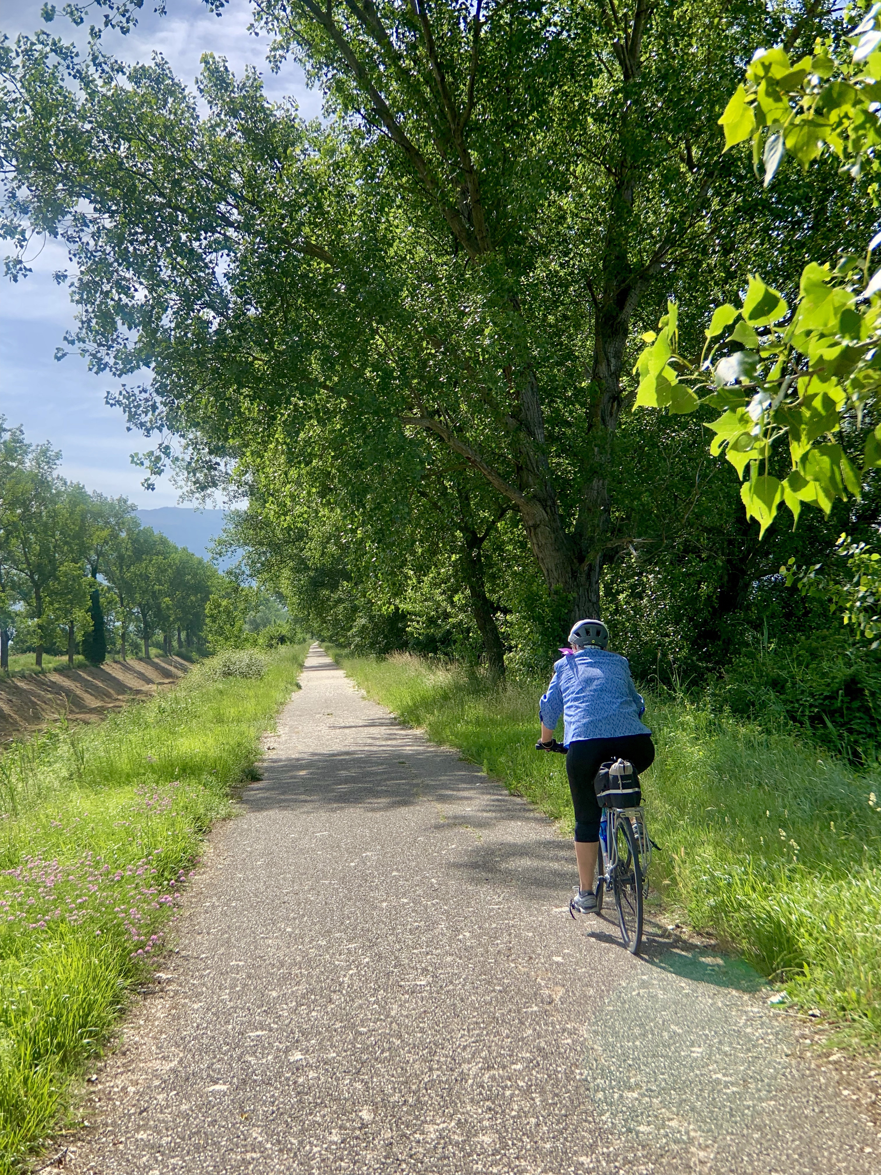 Riding down the bike path