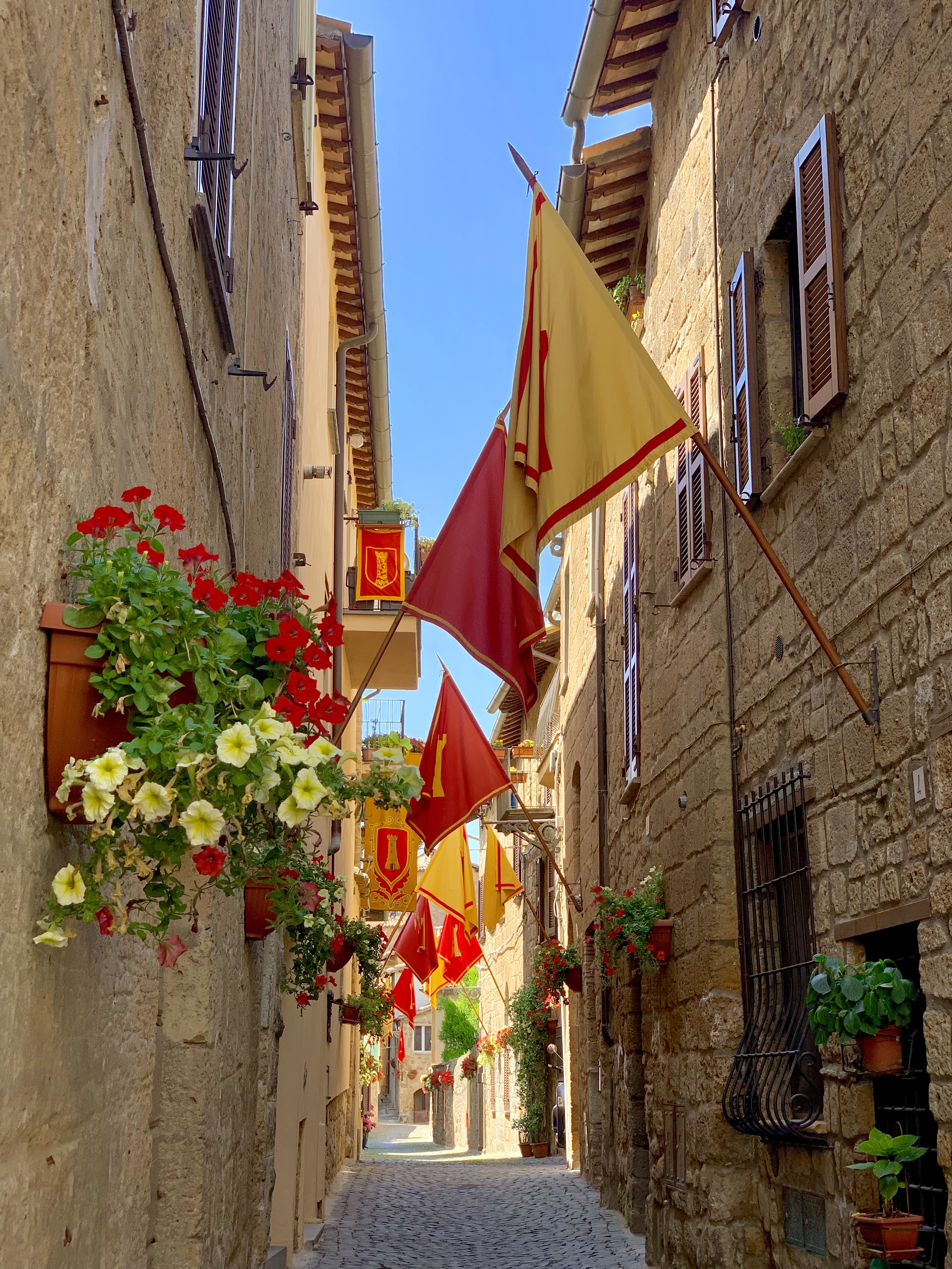 Colorfully decorated alleyway