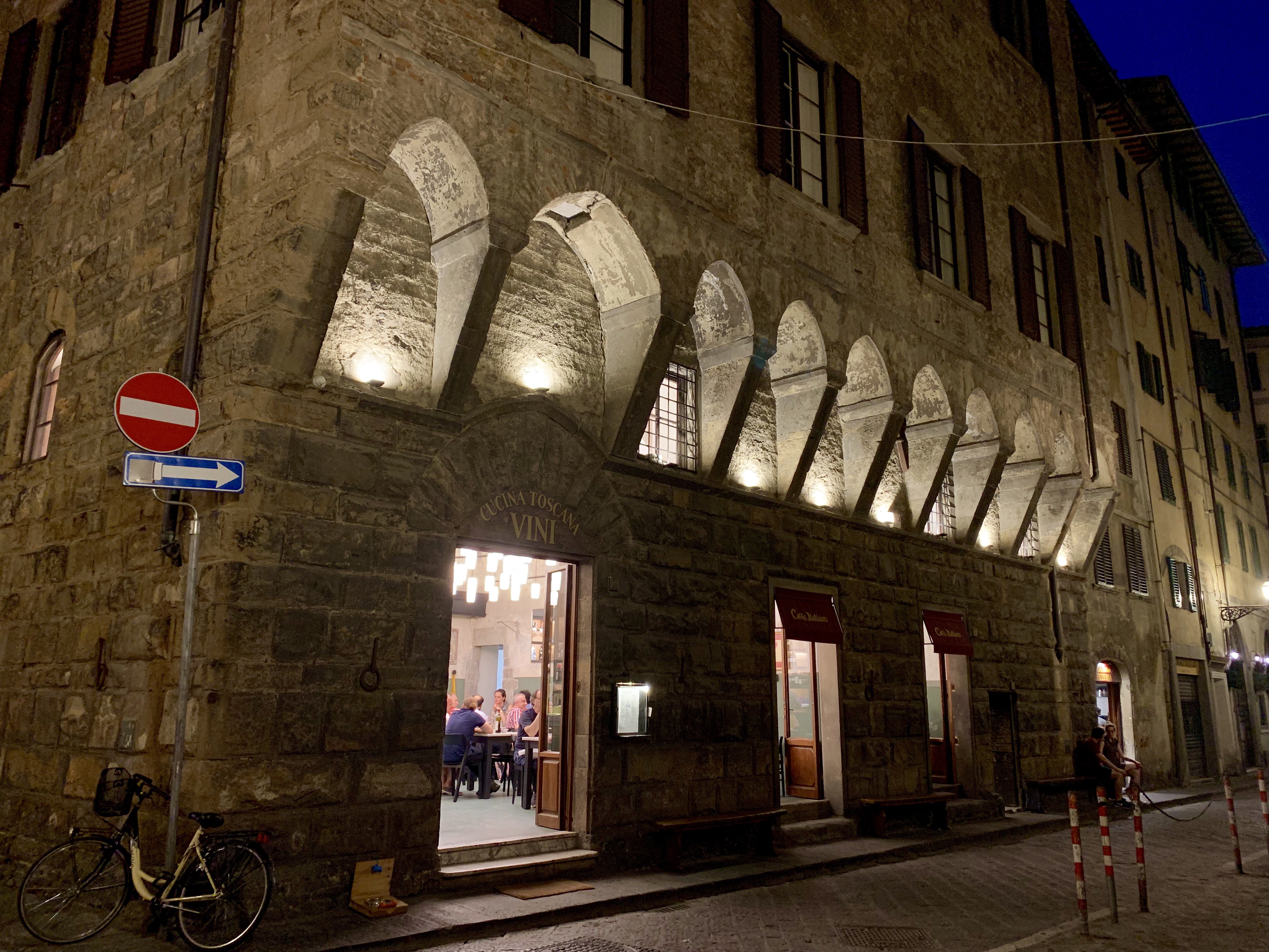 Interesting architecture, lit up at night