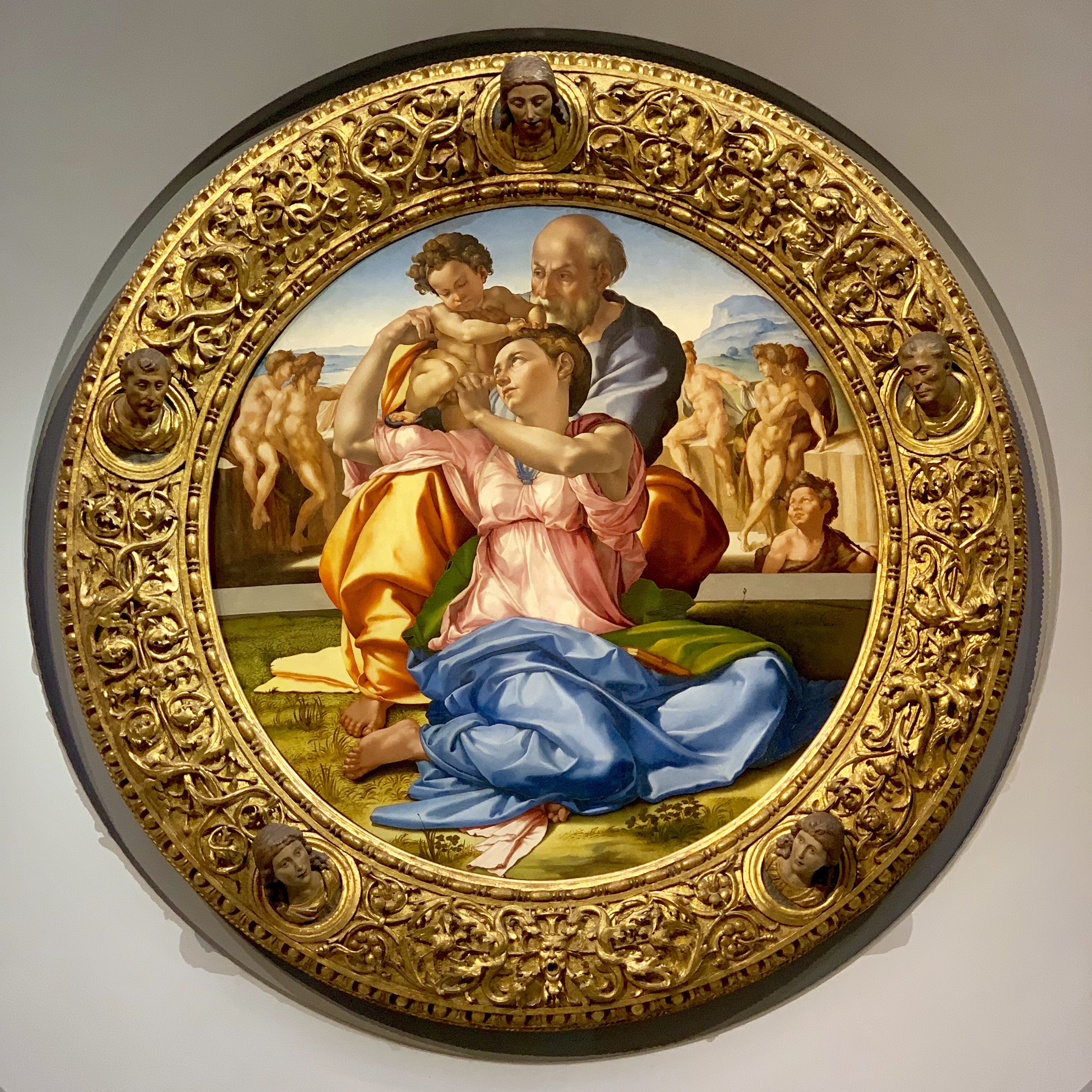 Michelangelo’s portrait of Jesus, Mary and Joseph, in the Uffizi Gallery